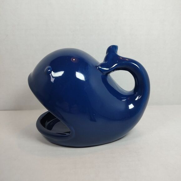 Navy Blue Whale Ceramic Kitchen Sponge Holder Multipurpose Figurine Nautical - Picture 2 of 16